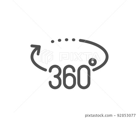 360 degrees line icon. VR simulation sign. Panoramic view symbol. Quality design element. Linear style 360 degrees icon. Editable stroke. Vector 92853077