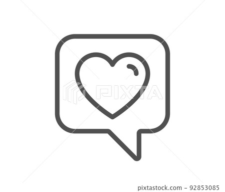 Heart line icon. Favorite like sign. Positive feedback symbol. Quality design element. Linear style heart icon. Editable stroke. Vector 92853085