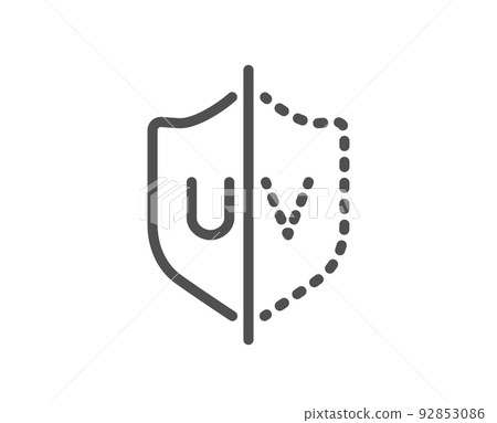 UV protection line icon. Skin care sign. Healthy body symbol. Quality design element. Linear style uV protection icon. Editable stroke. Vector 92853086