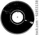 Vintage vinil record with space for tex, retro vinyl record sketch. 92853138