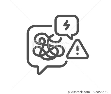 Difficult stress line icon. Psychology chat sign. Mental health messy symbol. Quality design element. Linear style stress icon. Editable stroke. Vector 92853559