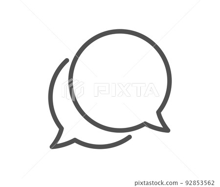Chat comment line icon. Speech bubble sign. Social media message symbol. Quality design element. Linear style chat message icon. Editable stroke. Vector 92853562