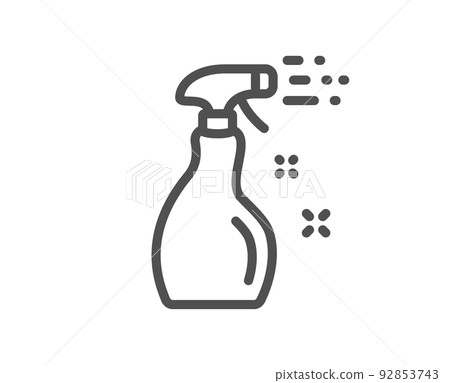 Cleaning spray line icon. Washing liquid or Cleanser symbol. Housekeeping equipment sign. Quality design element. Linear style cleaning spray icon. Editable stroke. Vector 92853743