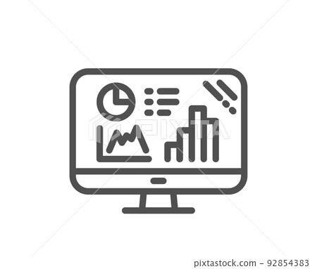 Analytics graph line icon. Column chart sign. Growth diagram symbol. Quality design element. Linear style analytics graph icon. Editable stroke. Vector Analytics graph line icon. Column chart sign. Growth diagram symbol. Quality design element. Linear style analytics graph icon. Editable stroke. Vector 92854383