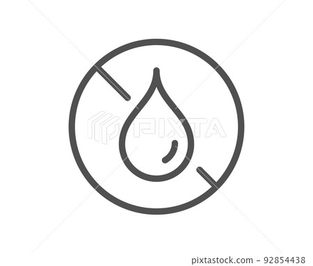 No waterproof line icon. Water resistant sign. Drop protection symbol. Quality design element. Linear style no waterproof icon. Editable stroke. Vector 92854438