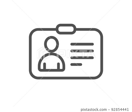 ID card line icon. User Profile sign. Person silhouette symbol. Identification plastic card. Quality design element. Linear style iD card icon. Editable stroke. Vector 92854441