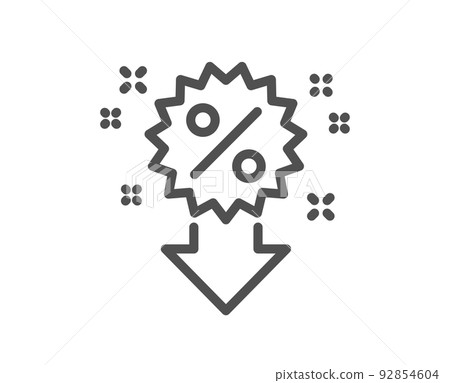 Discount line icon. Sale shopping sign. Clearance symbol. Quality design element. Linear style discount icon. Editable stroke. Vector Discount line icon. Sale shopping sign. Clearance symbol. Quality design element. Linear style discount icon. Editable stroke. Vector 92854604