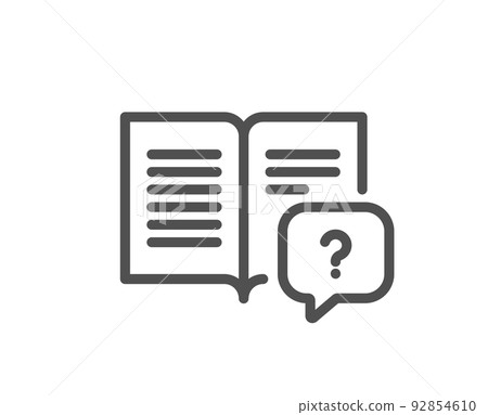 Instruction manual line icon. Help book sign. Question faq symbol. Quality design element. Linear style instruction manual icon. Editable stroke. Vector 92854610