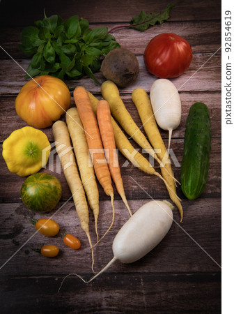 Fresh Vegetables of summer on wooden background Fresh Vegetables of summer on wooden background 92854619