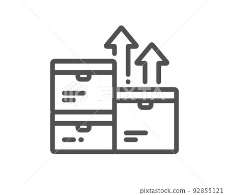 Wholesale goods line icon. Warehouse boxes sign. Logistic inventory symbol. Quality design element. Linear style wholesale goods icon. Editable stroke. Vector 92855121