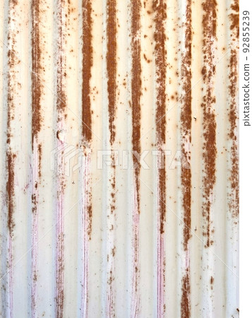 Corrugated sheet metal outer wall, rusted outer wall, shabby outer wall, retro outer wall 92855239