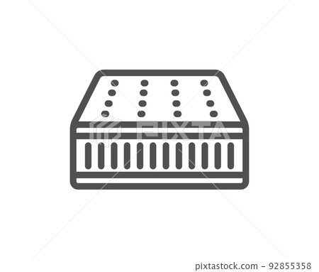 Mattress line icon. Orthopedic pad sign. Breathable sleep bed symbol. Quality design element. Linear style mattress icon. Editable stroke. Vector 92855358