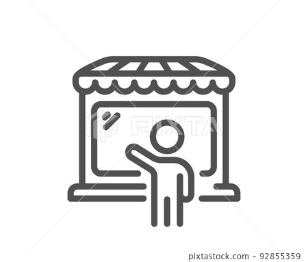 Market seller line icon. Wholesale store buyer sign. Retail marketplace symbol. Quality design element. Linear style market seller icon. Editable stroke. Vector 92855359