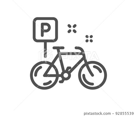 Bike line icon. Bicycle parking sign. Urban traffic symbol. Quality design element. Linear style bike icon. Editable stroke. Vector 92855539