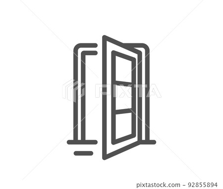 Open door line icon. Entrance doorway sign. Building entry symbol. Quality design element. Linear style open door icon. Editable stroke. Vector 92855894