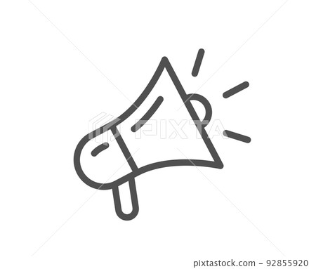 Megaphone line icon. Advertisement device symbol. Brand ambassador sign. Quality design element. Linear style megaphone icon. Editable stroke. Vector Megaphone line icon. Advertisement device symbol. Brand ambassador sign. Quality design element. Linear style megaphone icon. Editable stroke. Vector 92855920