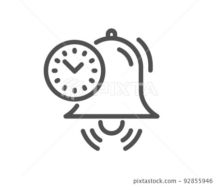 Time management line icon. Alarm clock sign. Watch symbol. Quality design element. Linear style time management icon. Editable stroke. Vector Time management line icon. Alarm clock sign. Watch symbol. Quality design element. Linear style time management icon. Editable stroke. Vector 92855946