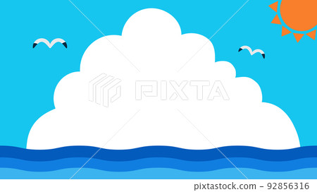 Vector background illustration material of summer image of cumulonimbus [horizontal] 92856316