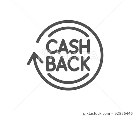 Cashback service line icon. Money transfer sign. Rotation arrow symbol. Quality design element. Linear style cashback icon. Editable stroke. Vector Cashback service line icon. Money transfer sign. Rotation arrow symbol. Quality design element. Linear style cashback icon. Editable stroke. Vector 92856446