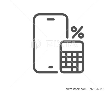 Phone calculator line icon. Smartphone app sign. Cellphone mobile device symbol. Quality design element. Linear style phone calculator icon. Editable stroke. Vector Phone calculator line icon. Smartphone app sign. Cellphone mobile device symbol. Quality design element. Linear style phone calculator icon. Editable stroke. Vector 92856448