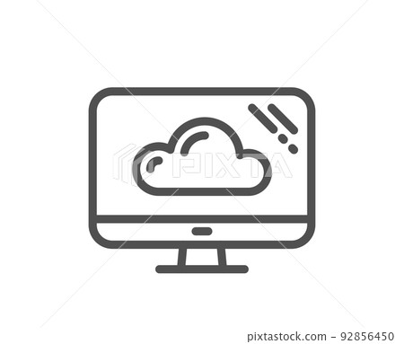 Computer line icon. Cloud storage service sign. Monitor symbol. Quality design element. Linear style cloud storage icon. Editable stroke. Vector Computer line icon. Cloud storage service sign. Monitor symbol. Quality design element. Linear style cloud storage icon. Editable stroke. Vector 92856450