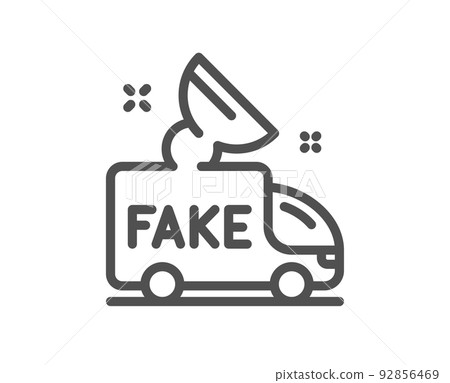 Fake news line icon. Propaganda truck sign. Wrong truth symbol. Quality design element. Linear style fake news icon. Editable stroke. Vector Fake news line icon. Propaganda truck sign. Wrong truth symbol. Quality design element. Linear style fake news icon. Editable stroke. Vector 92856469