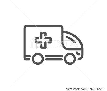 Ambulance emergency car line icon. Hospital transportation vehicle sign. Medical symbol. Quality design element. Linear style ambulance emergency icon. Editable stroke. Vector Ambulance emergency car line icon. Hospital transportation vehicle sign. Medical symbol. Quality design element. Linear style ambulance emergency icon. Editable stroke. Vector 92856595