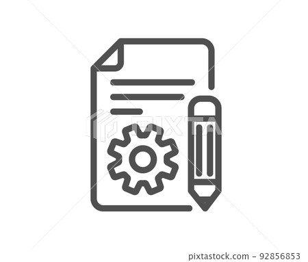 Documentation line icon. Technical instruction sign. Quality design element. Linear style documentation icon. Editable stroke. Vector 92856853