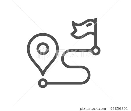 Journey line icon. Road path sign. Route map distance symbol. Quality design element. Linear style journey icon. Editable stroke. Vector Journey line icon. Road path sign. Route map distance symbol. Quality design element. Linear style journey icon. Editable stroke. Vector 92856891
