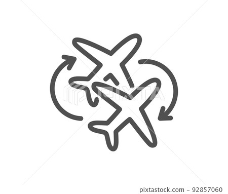 Connecting flight line icon. Change airplane sign. Airport symbol. Quality design element. Linear style connecting flight icon. Editable stroke. Vector Connecting flight line icon. Change airplane sign. Airport symbol. Quality design element. Linear style connecting flight icon. Editable stroke. Vector 92857060