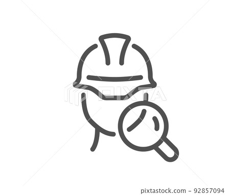 Inspect line icon. Builder quality sign. Constructor verification symbol. Quality design element. Linear style inspect icon. Editable stroke. Vector 92857094