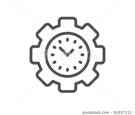 Time management line icon. Clock sign. Gear symbol. Quality design element. Linear style time management icon. Editable stroke. Vector Time management line icon. Clock sign. Gear symbol. Quality design element. Linear style time management icon. Editable stroke. Vector 92857112