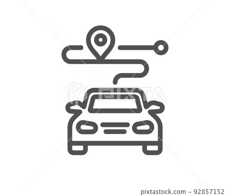 Journey line icon. Road path sign. Car route map symbol. Quality design element. Linear style journey icon. Editable stroke. Vector 92857152