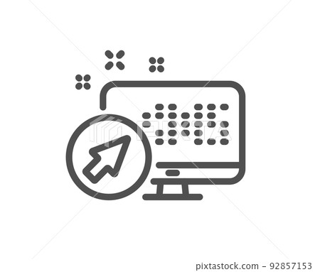 Computer line icon. Web system sign. Monitor symbol. Quality design element. Linear style web system icon. Editable stroke. Vector 92857153