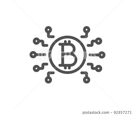 Bitcoin system line icon. Cryptocurrency scheme sign. Crypto money symbol. Quality design element. Linear style bitcoin system icon. Editable stroke. Vector 92857271