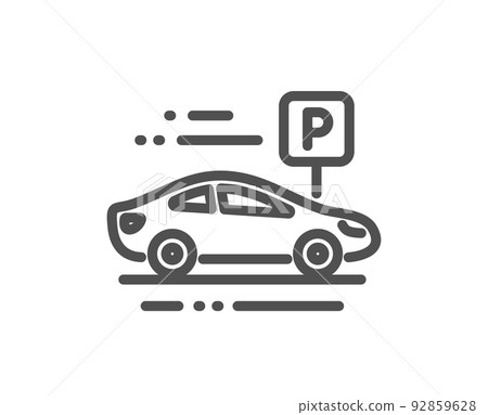 Car parking line icon. Park place sign. Hotel service symbol. Quality design element. Linear style car parking icon. Editable stroke. Vector Car parking line icon. Park place sign. Hotel service symbol. Quality design element. Linear style car parking icon. Editable stroke. Vector 92859628