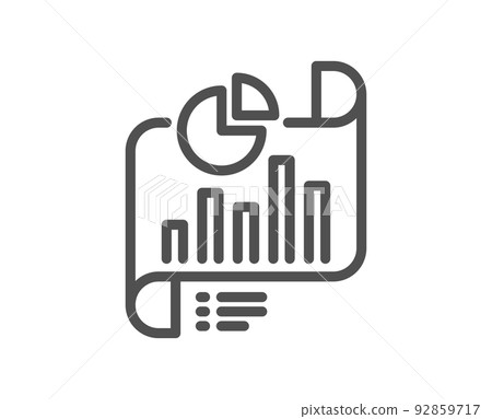 Report document line icon. Column graph sign. Growth diagram, pie chart symbol. Quality design element. Linear style report document icon. Editable stroke. Vector Report document line icon. Column graph sign. Growth diagram, pie chart symbol. Quality design element. Linear style report document icon. Editable stroke. Vector 92859717