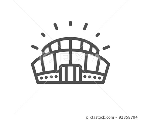Sports stadium line icon. Arena sign. Sport complex symbol. Quality design element. Linear style sports stadium icon. Editable stroke. Vector 92859794