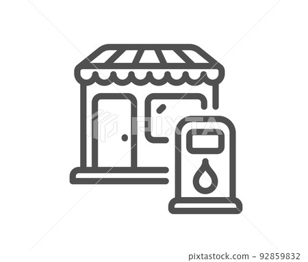 Filling station line icon. Petrol or gas station sign. Diesel fuel symbol. Quality design element. Linear style filling station icon. Editable stroke. Vector Filling station line icon. Petrol or gas station sign. Diesel fuel symbol. Quality design element. Linear style filling station icon. Editable stroke. Vector 92859832