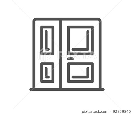 Entrance line icon. Entry door sign. Building exit symbol. Quality design element. Linear style entrance icon. Editable stroke. Vector 92859840