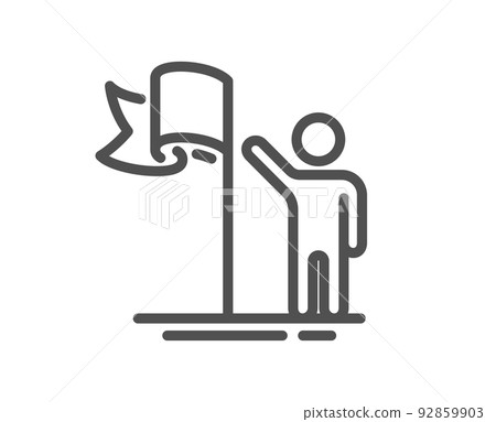 Leadership line icon. Success flag sign. Winner symbol. Quality design element. Linear style leadership icon. Editable stroke. Vector 92859903