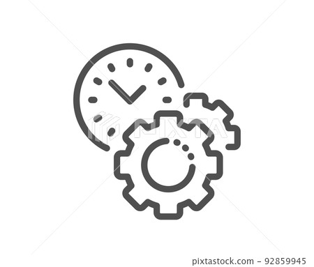 Time management line icon. Clock sign. Gear symbol. Quality design element. Linear style time management icon. Editable stroke. Vector Time management line icon. Clock sign. Gear symbol. Quality design element. Linear style time management icon. Editable stroke. Vector 92859945
