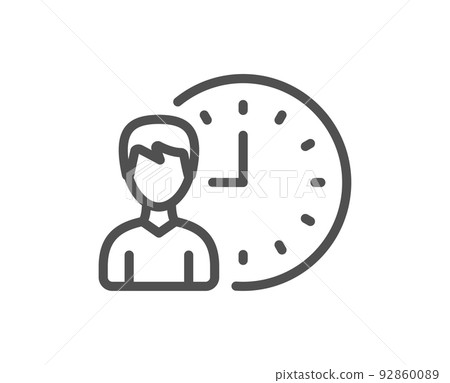 Business project deadline line icon. Working hours or Time management sign. Quality design element. Linear style working hours icon. Editable stroke. Vector Business project deadline line icon. Working hours or Time management sign. Quality design element. Linear style working hours icon. Editable stroke. Vector 92860089