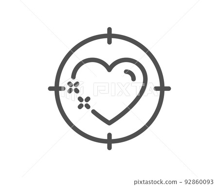 Heart target line icon. Love emotion aim sign. Valentine day symbol. Quality design element. Linear style heart target icon. Editable stroke. Vector Heart target line icon. Love emotion aim sign. Valentine day symbol. Quality design element. Linear style heart target icon. Editable stroke. Vector 92860093
