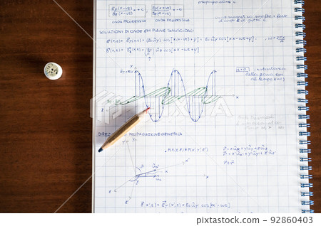 Math problems written on the paper 92860403