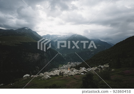 Rustic town on the mountain 92860458