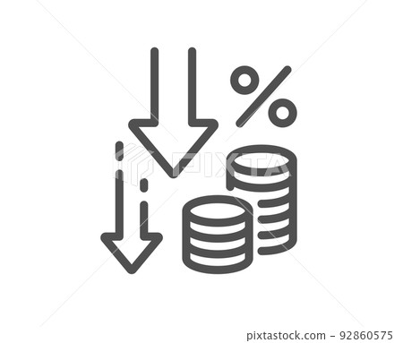 Deflation line icon. Money tax rate sign. Price reduction symbol. Quality design element. Linear style deflation icon. Editable stroke. Vector Deflation line icon. Money tax rate sign. Price reduction symbol. Quality design element. Linear style deflation icon. Editable stroke. Vector 92860575