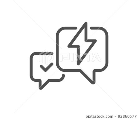 Lightning bolt line icon. Chat messages sign. Speech bubble symbol. Quality design element. Linear style lightning bolt icon. Editable stroke. Vector Lightning bolt line icon. Chat messages sign. Speech bubble symbol. Quality design element. Linear style lightning bolt icon. Editable stroke. Vector 92860577