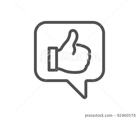 Like line icon. Thumbs up sign. Positive feedback, social media symbol. Quality design element. Linear style like icon. Editable stroke. Vector 92860578