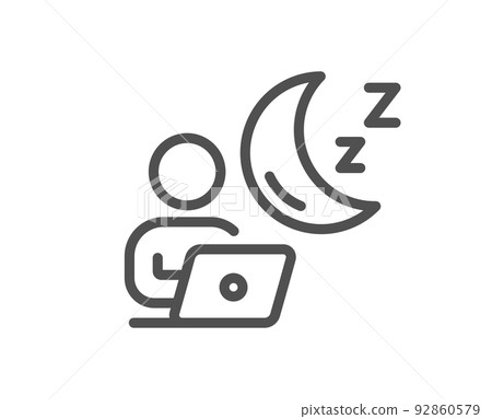 Night shift line icon. Online insomnia sign. Dream office symbol. Quality design element. Linear style shift icon. Editable stroke. Vector Night shift line icon. Online insomnia sign. Dream office symbol. Quality design element. Linear style shift icon. Editable stroke. Vector 92860579